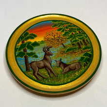 Load image into Gallery viewer, Wooden plate &quot;Deer Forest&quot; 100% handmade! Wood known as ecological and reliable material. Each piece made of linden wood, painted in professional paints and lacquered in high quality yacht lacquer. Made in a single copy.
