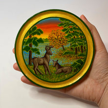 Load image into Gallery viewer, Wooden plate &quot;Deer Forest&quot; 100% handmade! Wood known as ecological and reliable material. Each piece made of linden wood, painted in professional paints and lacquered in high quality yacht lacquer. Made in a single copy.
