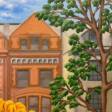 Load image into Gallery viewer, Luxurious Rolls-Royce Phantom&#39;s grace Manhattan&#39;s streets amid blooming trees, merging opulence with spring&#39;s renewal. A symbol of prosperity, this oil painting captures architecture&#39;s splendour against a backdrop of bustling city life. 
